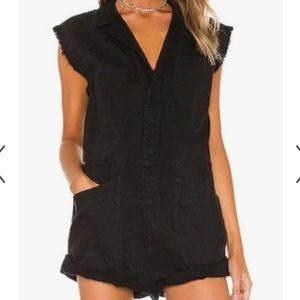 One Teaspoon Onyx Black Jean Romper Jumpsuit